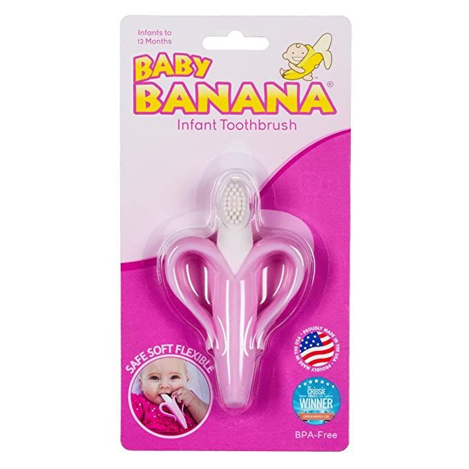 Baby Banana - Pink Banana Toothbrush, Training Teether Tooth Brush for Infant, Baby, and Toddler | Amazon (US)