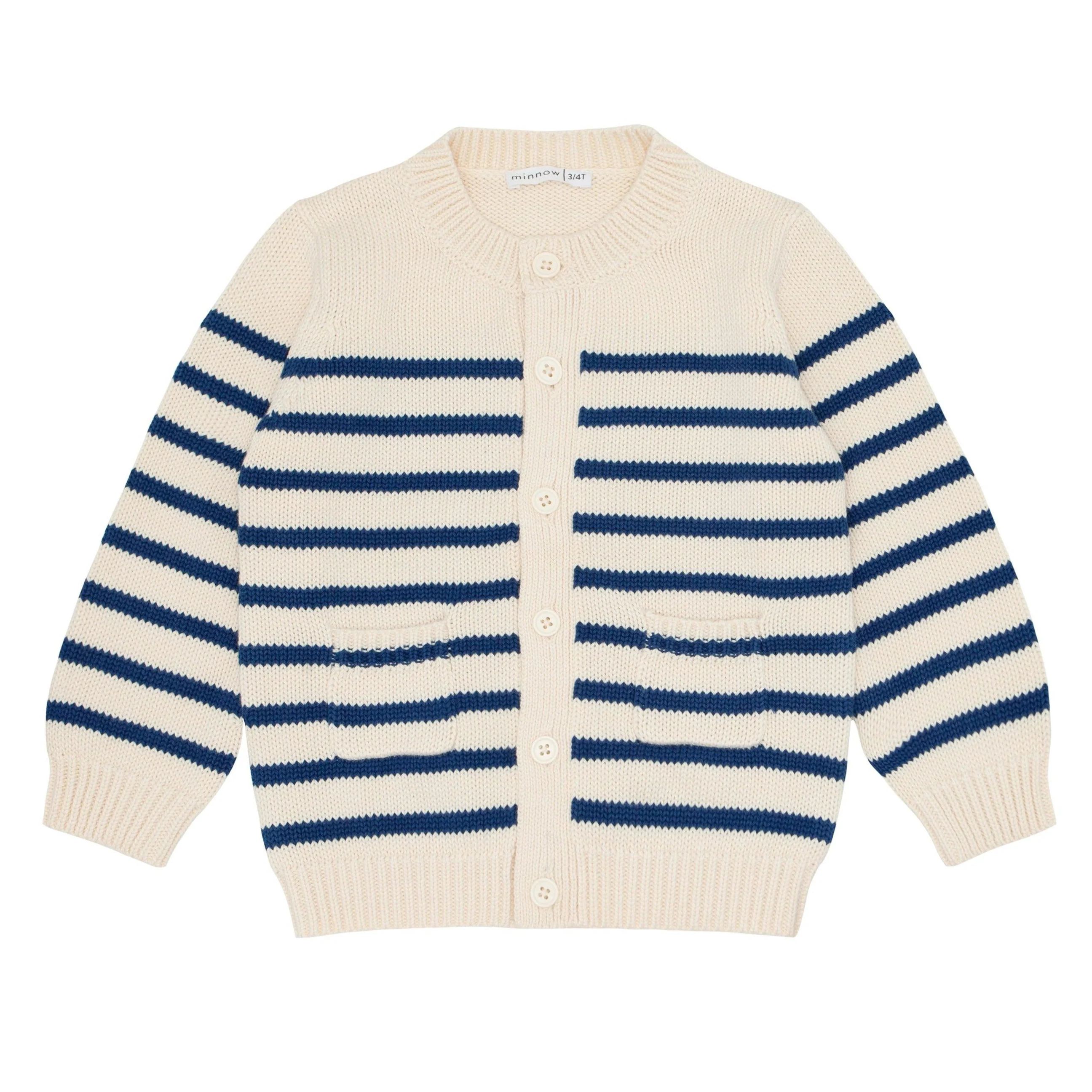 unisex breton stripe knit cardigan | minnow