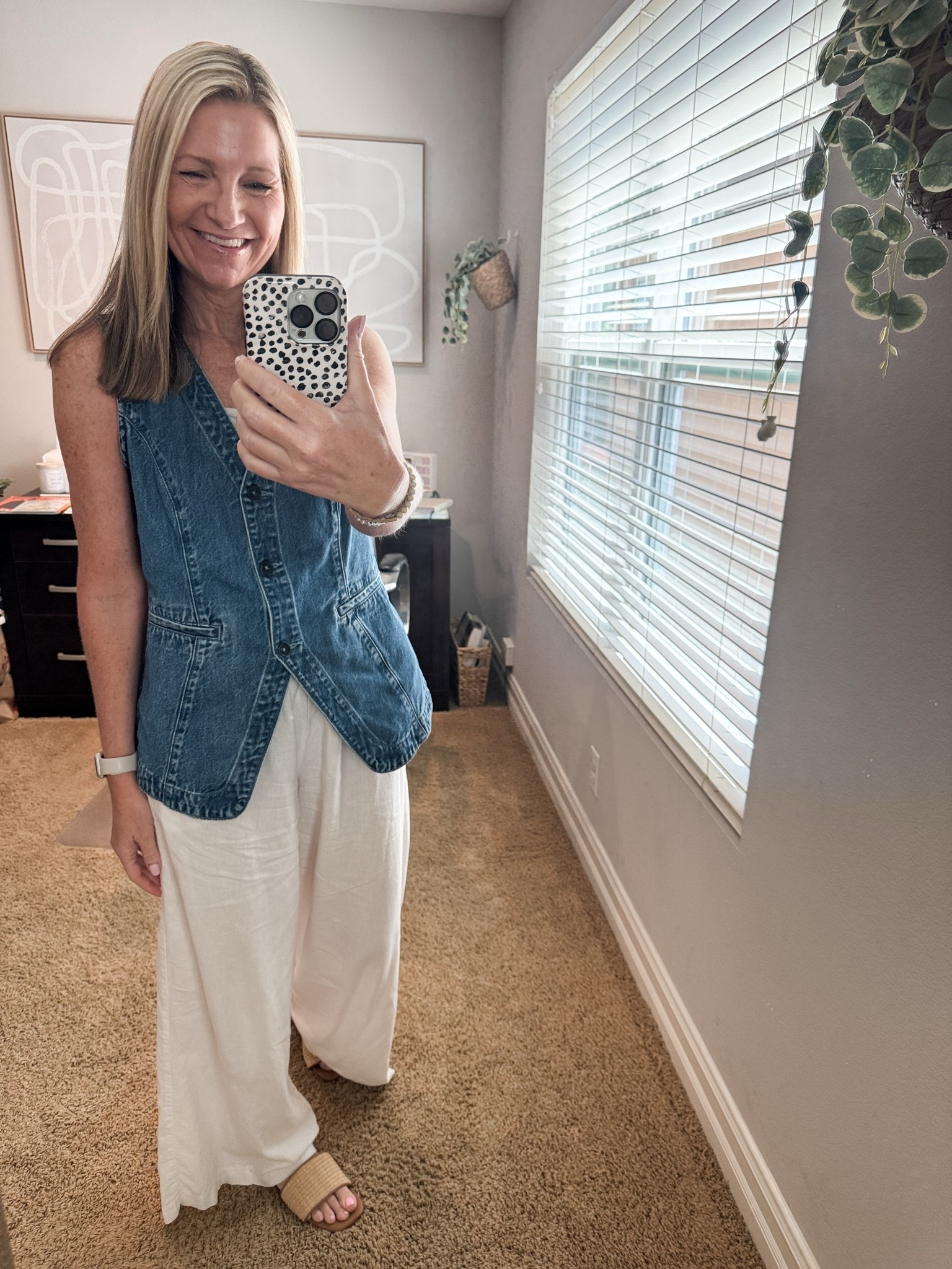 Thursday work from home outfit in this Gap denim vest from last year but I linked the current version. 

My Target linen pants have quickly become my favorites.

#LTKootd #LTKSeasonal #LTKOver40