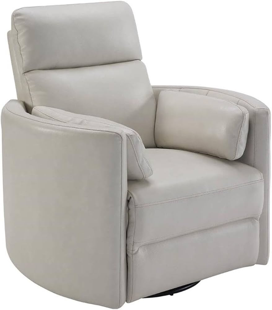Pemberly Row Leather Power Cordless Swivel Glider Recliner in Ivory | Amazon (US)