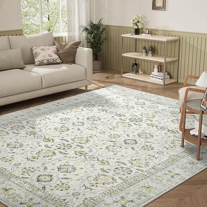 Living Room Rug 8x10 Rug Machine Washable Boho Area Rug Non-Slip Soft Low Pile Large Rugs for Liv... | Amazon (US)