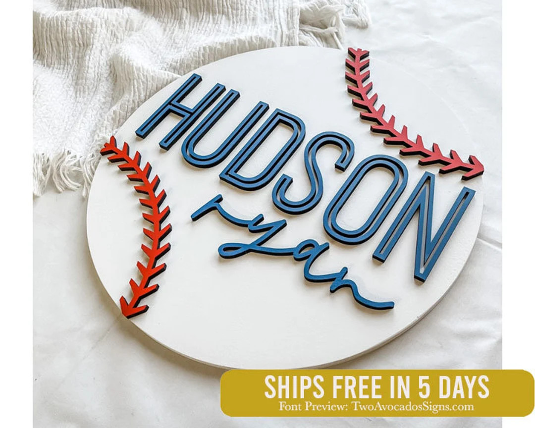 Baseball Nursery Name Sign, Round Name Sign, Sports Nursery, Boy Name Sign, Boy Nursery Sign, Cus... | Etsy (US)