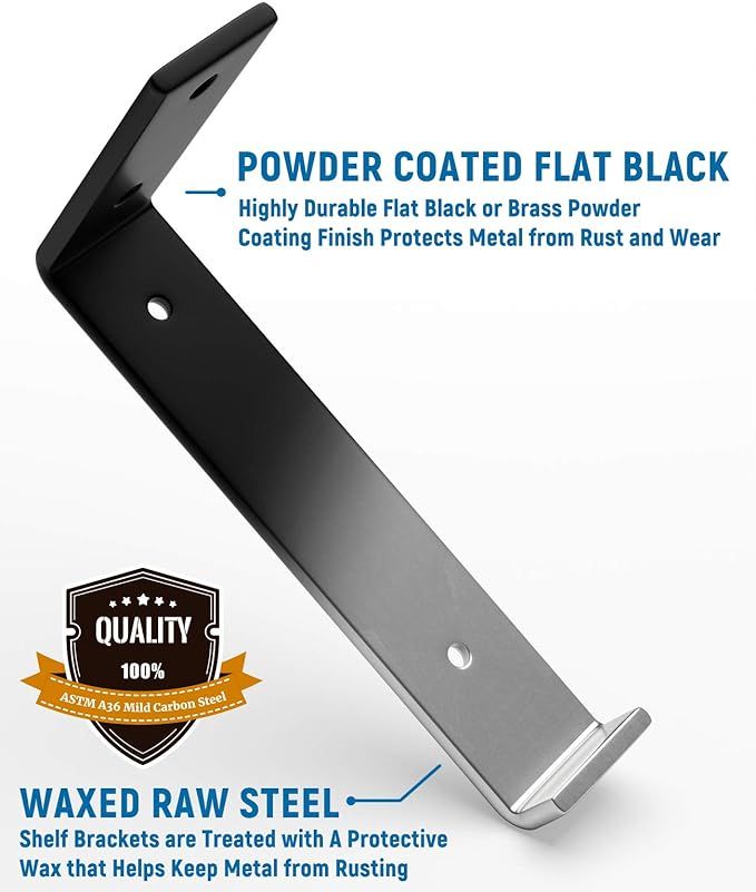 LEOPO 10 inch Shelf Bracket for DIY Floating Shelf, 1/5 inch Thick Heavy Duty Bracket, 6 Pack | Amazon (US)
