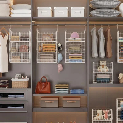 3 Tier Closet Hanging Shelves With Divider, Extra Large Closets Organizers And Storage | Wayfair North America