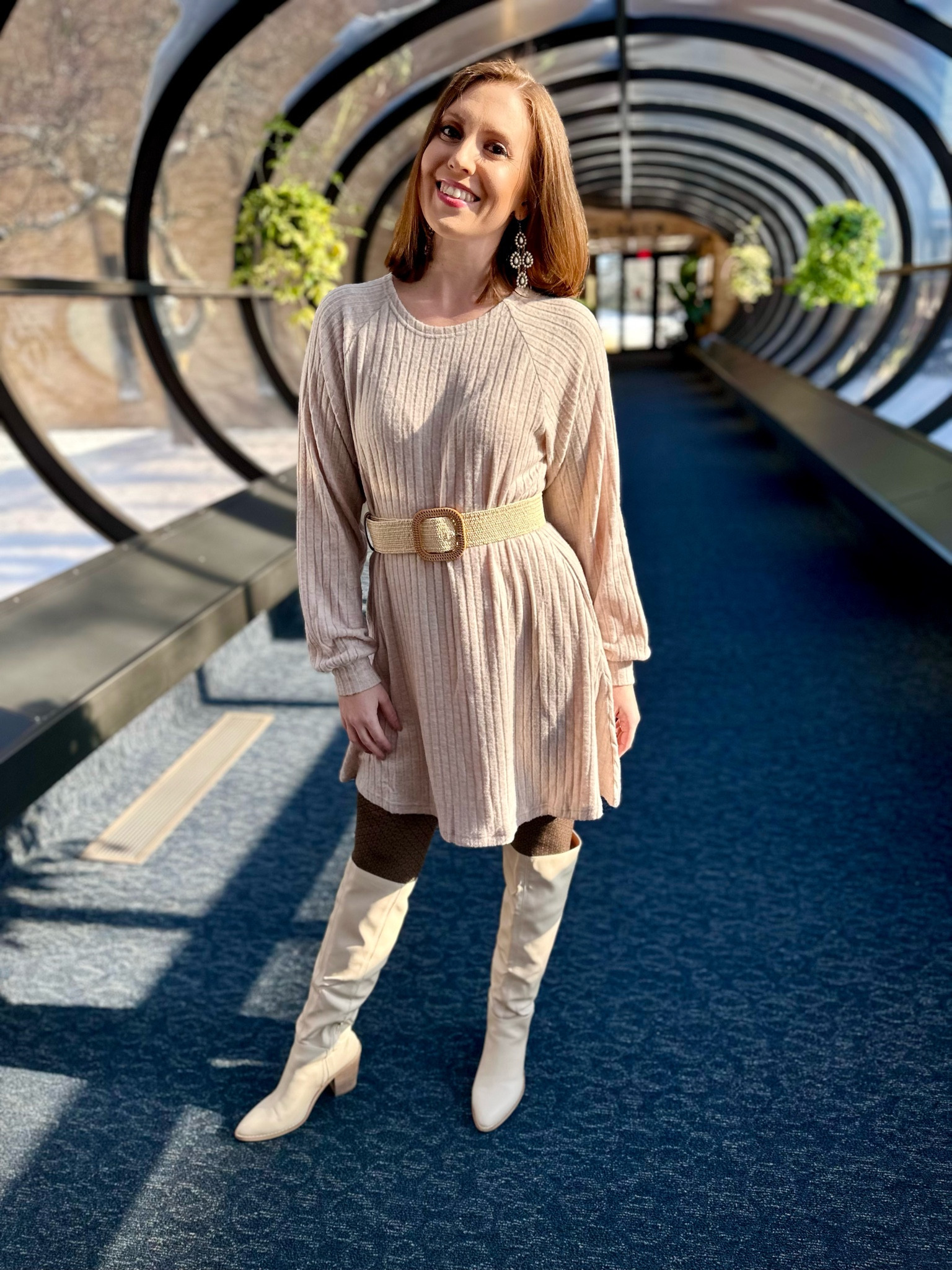 Winter outfit, neutral style, sweater dresss

#LTKfindsunder50 #LTKsalealert #LTKSeasonal