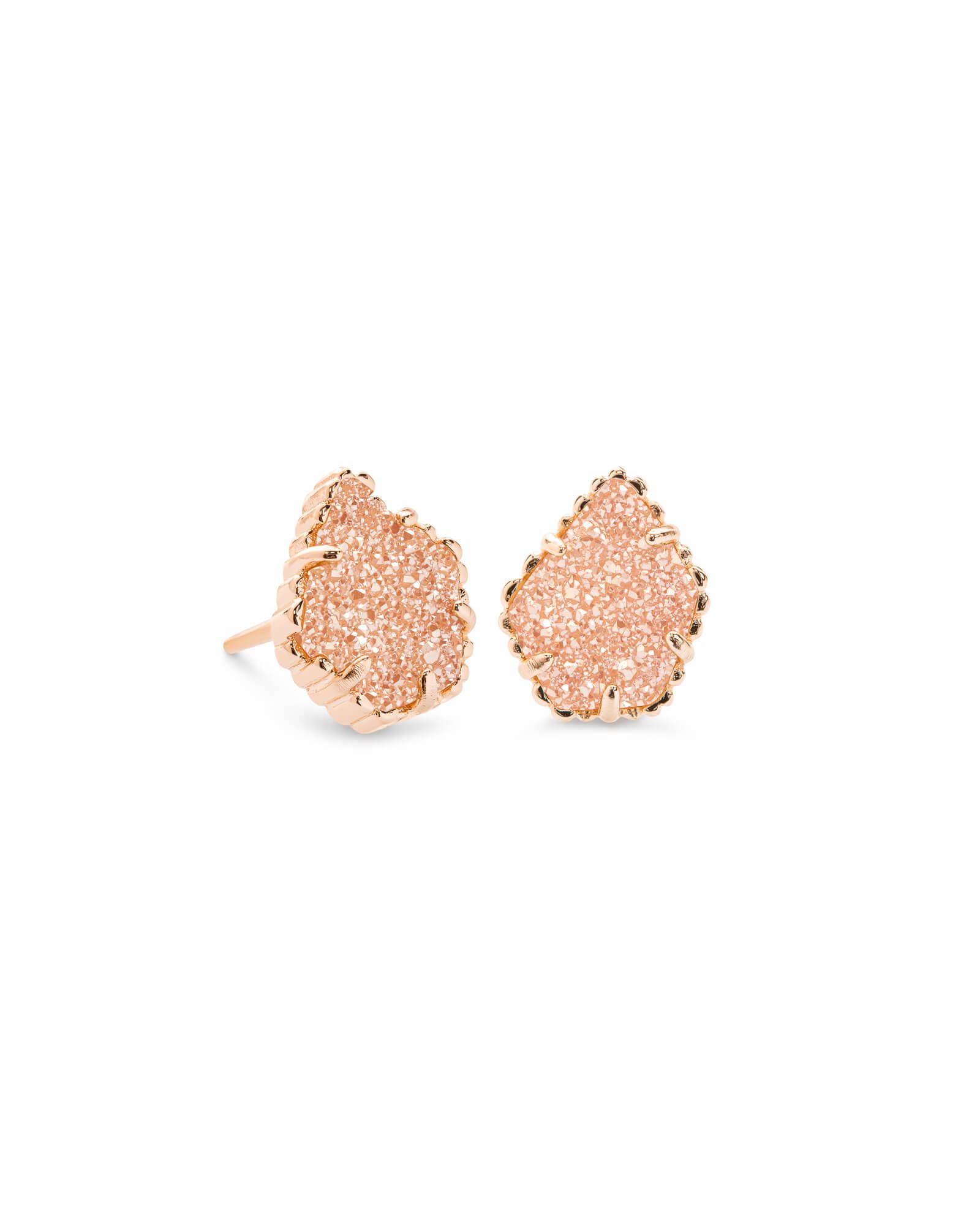 Tessa Rose Gold Stud Earrings in Sand Drusy | Kendra Scott