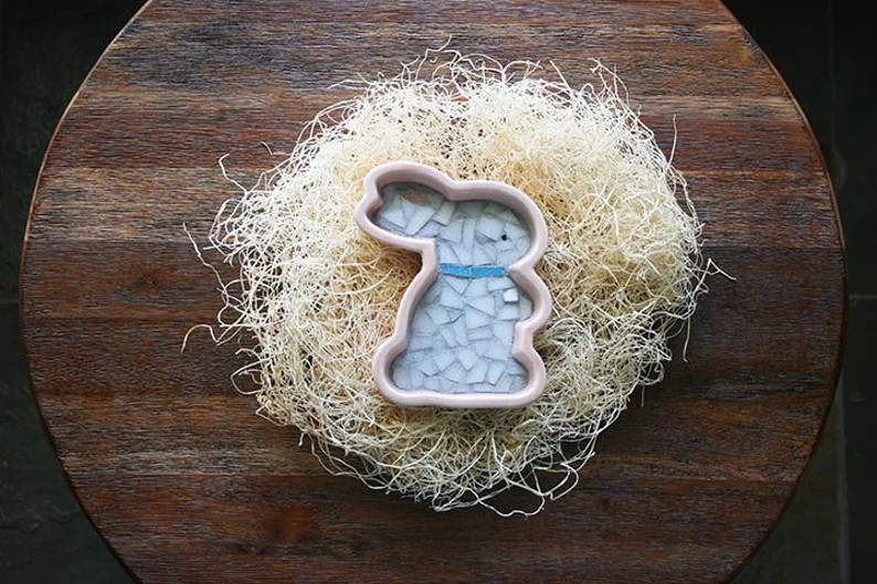 Pink Easter Bunny Ramekin Easter Candy Dish Spring Decorative Object Stained Glass Mosaic Striped... | Etsy (US)