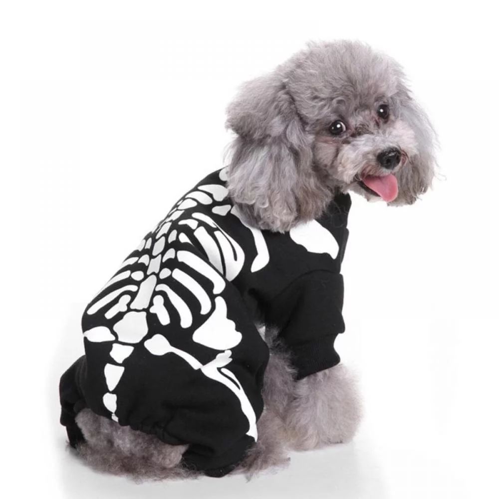 Halloween Pet Dog Cat Skull Hoodies Glowing Skeleton Bones Costume Outfit for Dogs Cats - Walmart... | Walmart (US)