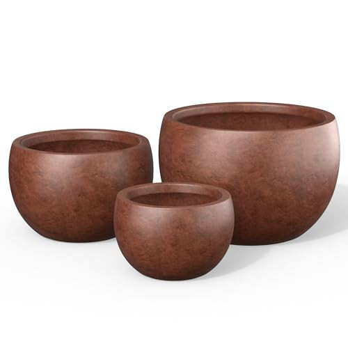 Kante Set of 3 Rusty Concrete Bowl Planters 19.9" 15.7" 11.8" Dia | Amazon (US)