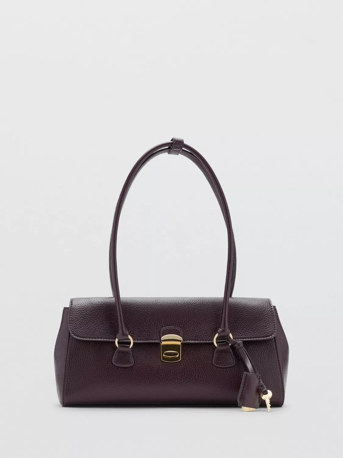 Mango Siena Faux Leather Bowling Bag, Dark Red | John Lewis (UK)