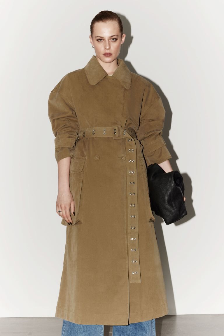 Flap-Pocket Trench Coat - Dark Beige - Ladies | H&M GB | H&M (UK, MY, IN, SG, PH, TW, HK)