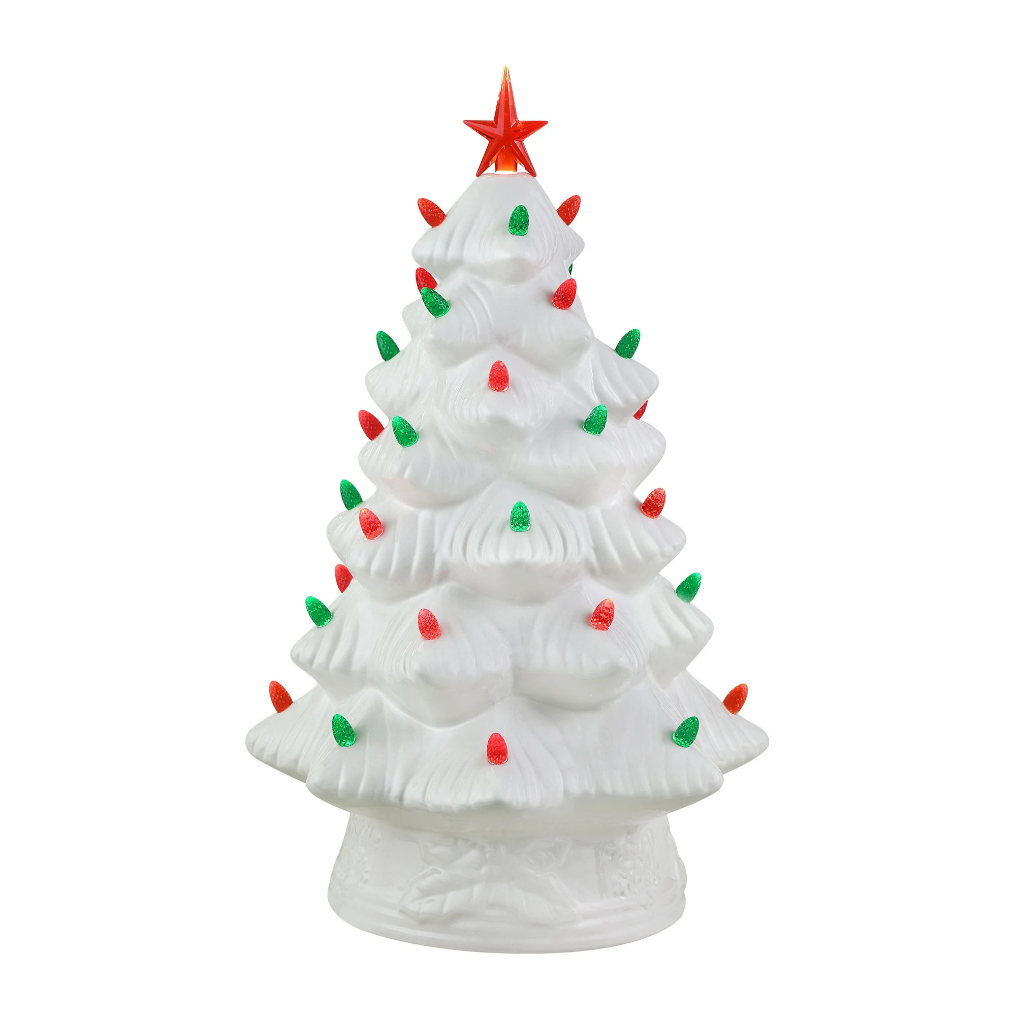 Mr. Christmas 15-inch White Nostalgic Ceramic Tree with Red and Green Lights | Walmart (US)