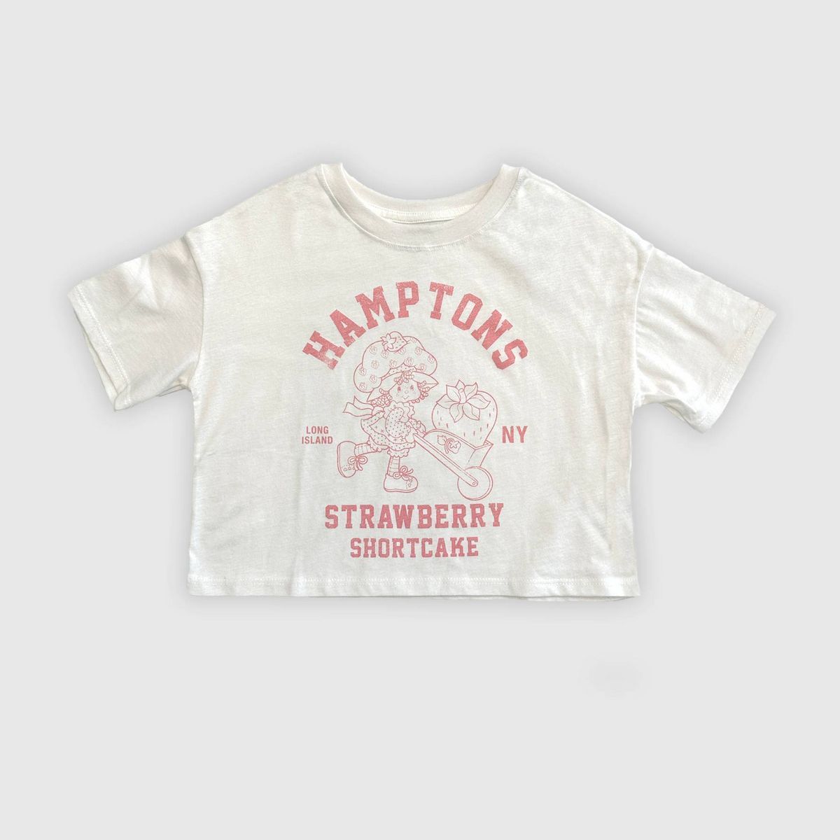 Girls' Strawberry Shortcake Hamptons Boxy Short Sleeve Graphic T-Shirt - White | Target