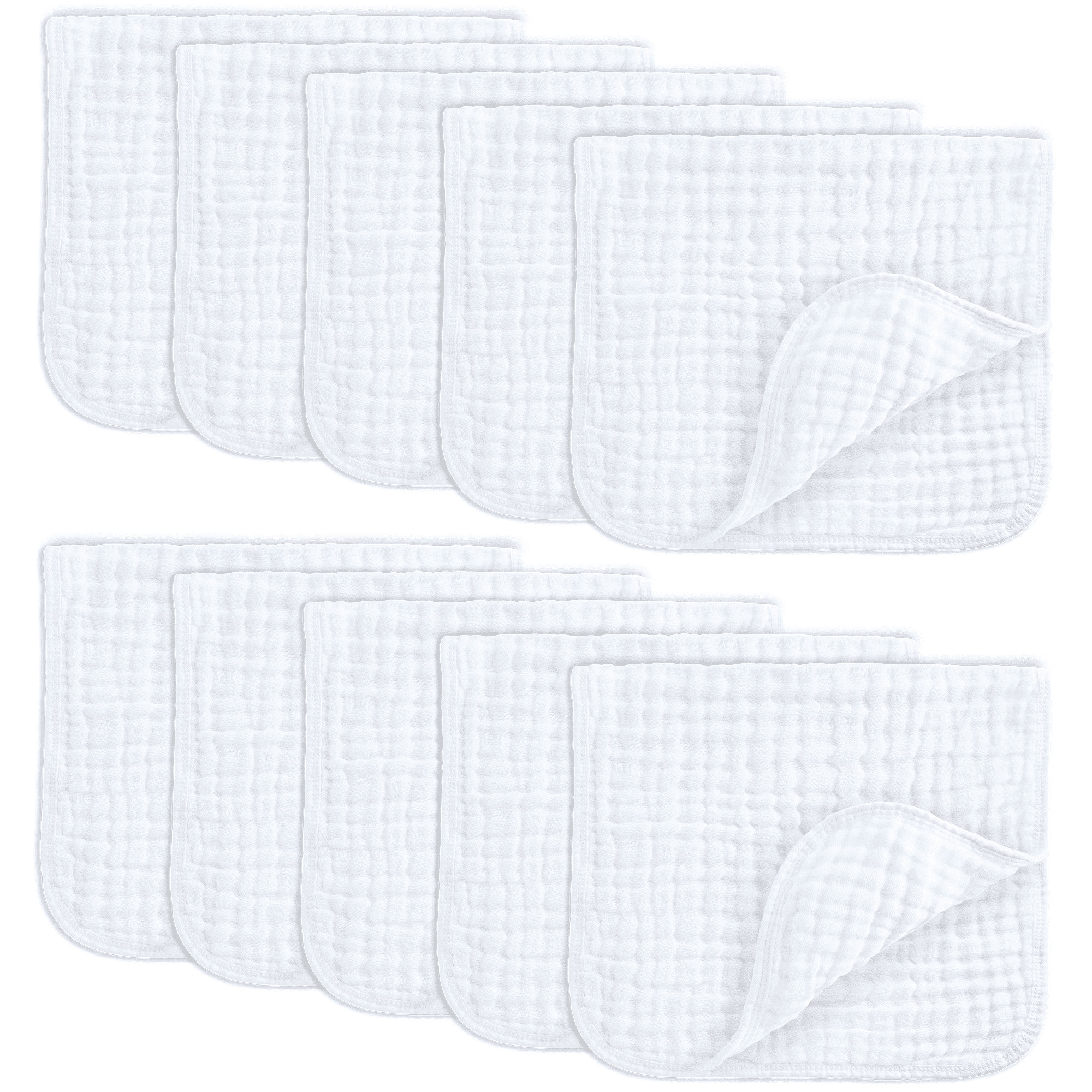 Comfy Cubs Muslin Burp Cloths - Large 100% Cotton Washcloths, 6 Layers (White, 10-Pack, 20"X10") ... | Walmart (US)