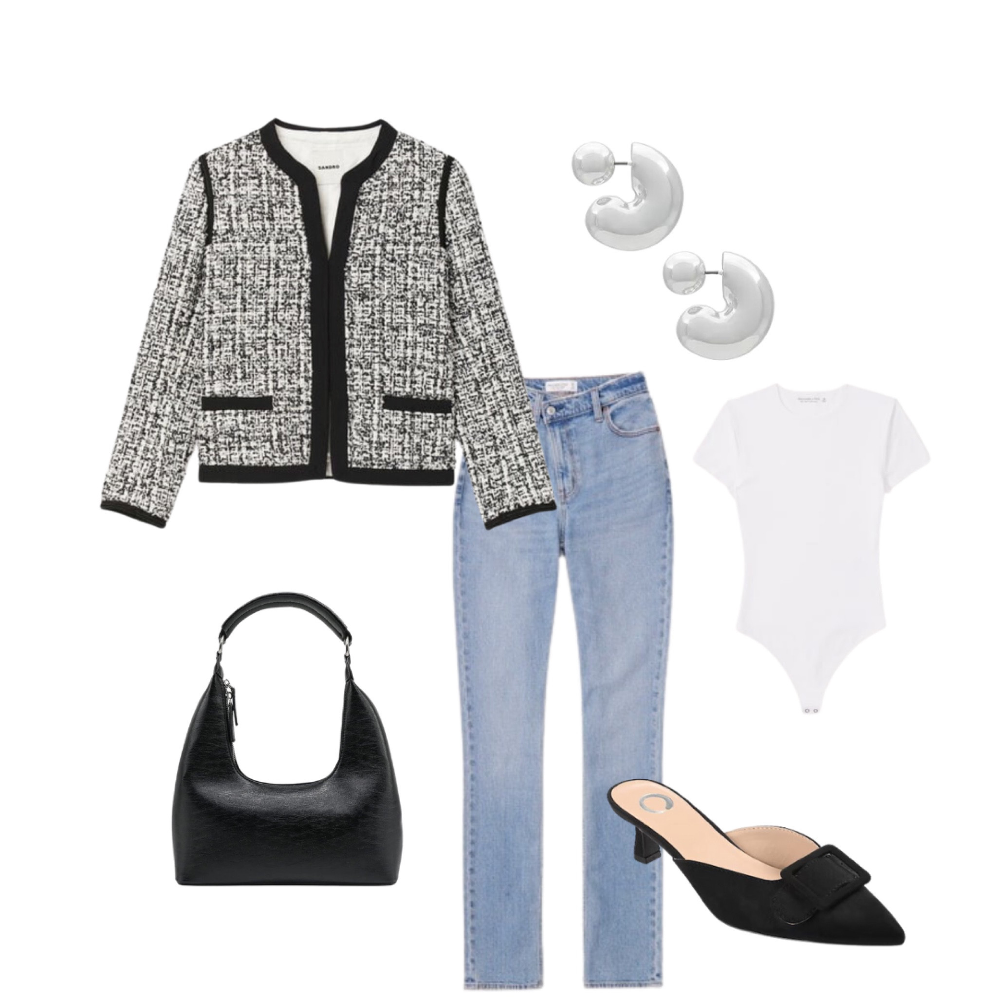 Business casual 
Office outfit 
Work outfit
Professional 
Revolve 
Black mules
Low heel mules 
Abercrombie bodysuit 
White bodysuit 
Tweed jacket
Tweed blazer
Abercrombie jeans
Abercrombie high rise straight leg jeans
Black bottega purse dupe
Jenny Bird hoops
Chunky hoops
Black kitten heels 
fall outfit
Fall transition outfit 
OOTD 
Veronica Beard
Nordstrom
Bloomingdale’s 
Silver hoop earrings
Silver earrings 
Black heels outfit
Fall fashion 
Fall trends 2023
Fall 2023 trends 
Capsule wardrobe 
Classic fashion
Chic fashion
Office chic 

#LTKstyletip #LTKshoecrush #LTKfindsunder100
