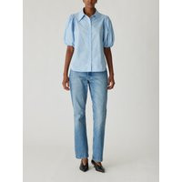 Puff Sleeve Button Down Shirt - French Blue / XS | Rebecca Taylor