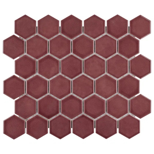 Tribeca 2" Hex Glossy 11-1/8 " x 12-5/8 " Porcelain Mosaic Floor & Wall Tile | Wayfair North America
