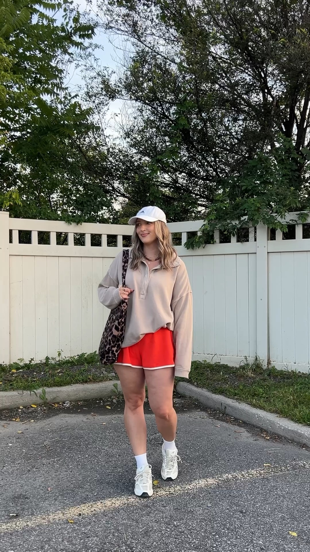 Fall transition walk outfit! Wearing L in both the quarter snap sweatshirt and track shorts. Also linked the new zip version of my sweatshirt! I’m a 9.5-10 shoe and wear a 9 in the new balance sneakers - so comfy for walking!

#LTKsale #LTKmidsize #LTKfall