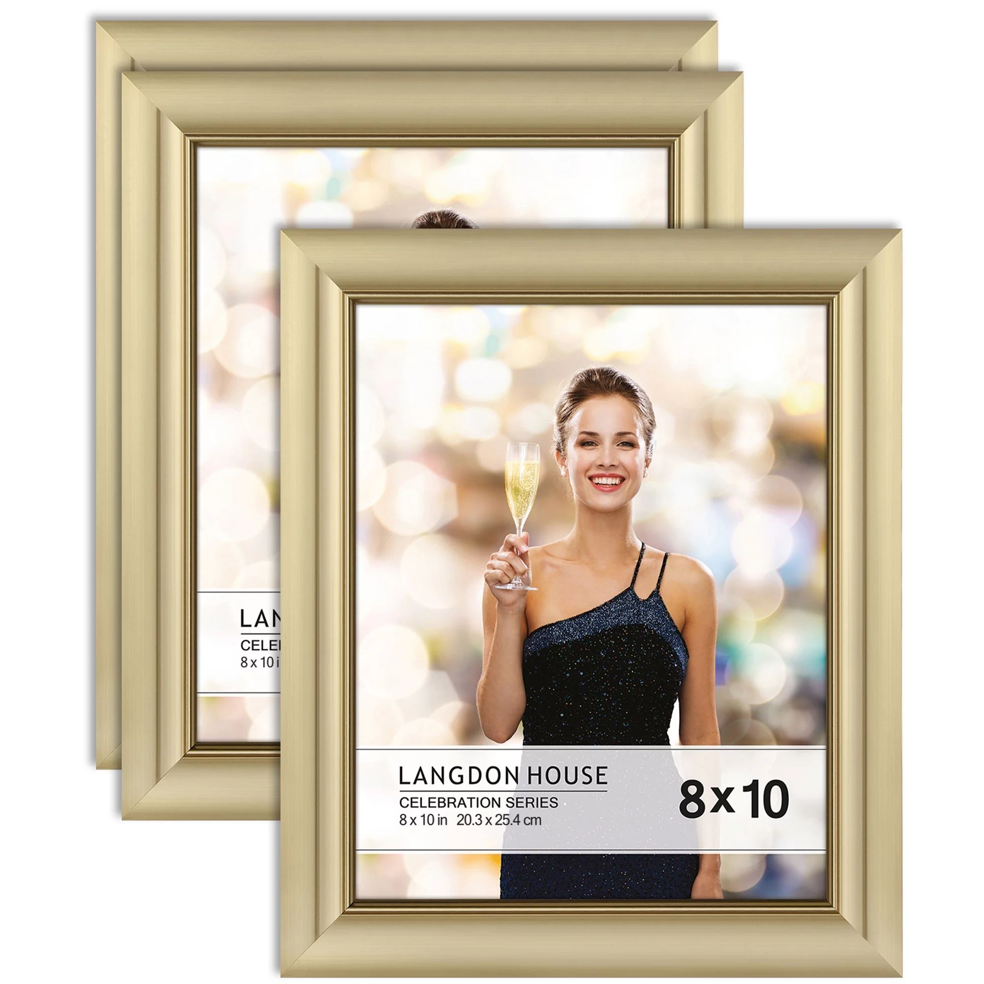 Langdon House 8x10 Gold Picture Frame, Glam Style, 3 Pack, Celebration Collection (US Company) - ... | Walmart (US)