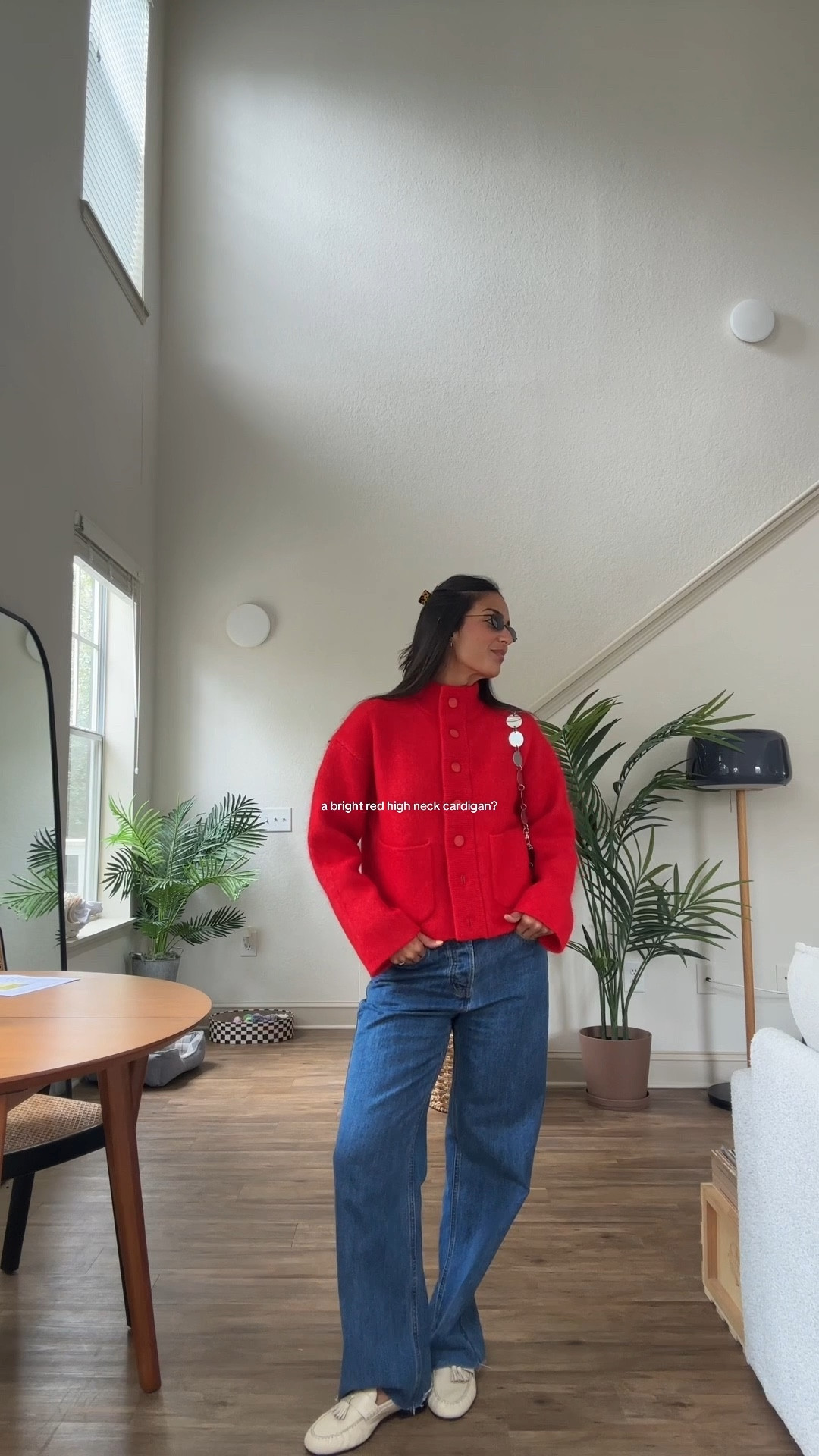 wearing a size small in the cardigan
