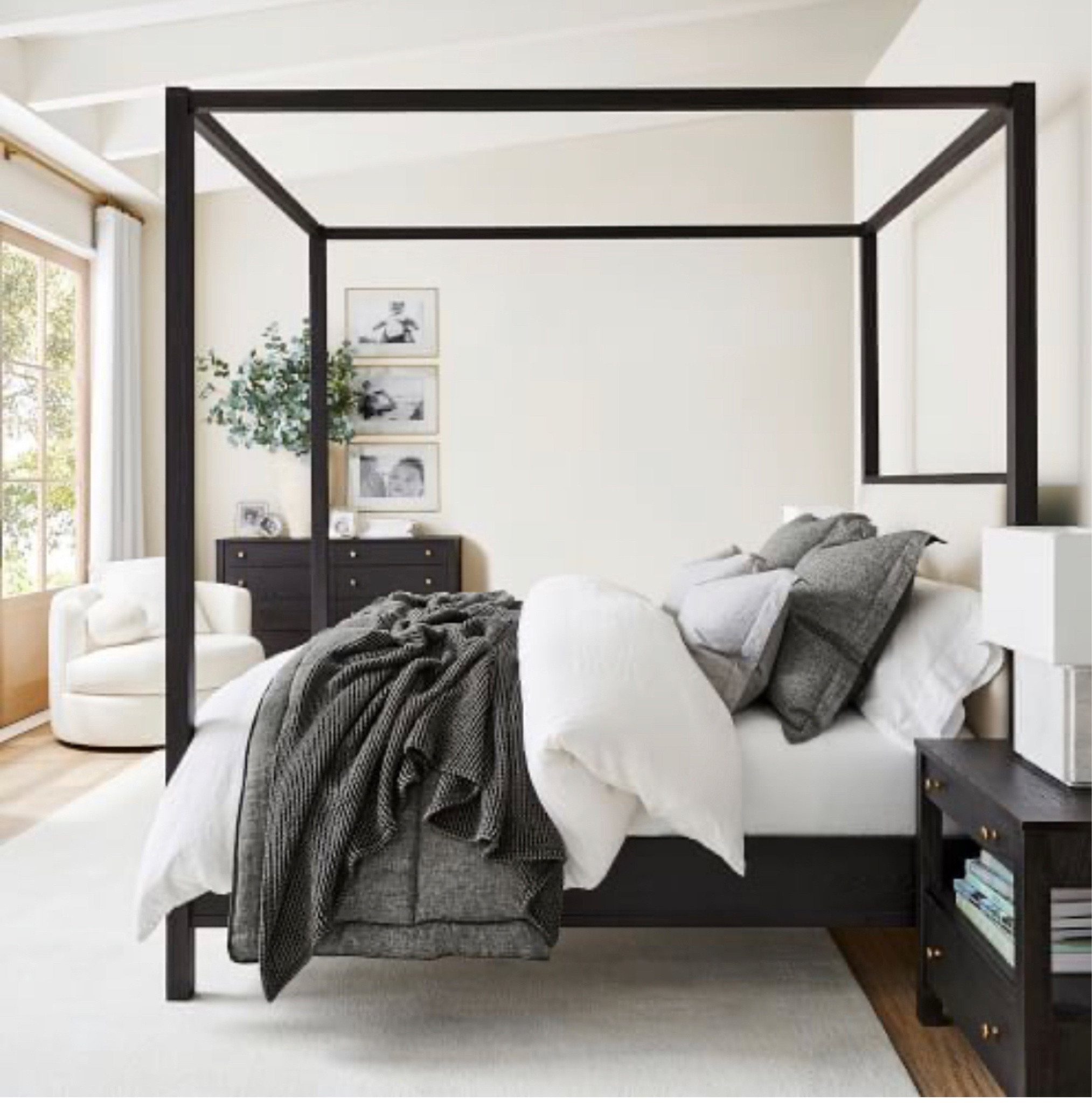 Pottery Barn Canopy Bed Frame, Wood Bed Frame, Upholstered Bed #bedroomfurniture #bedroomdecor#bedframe