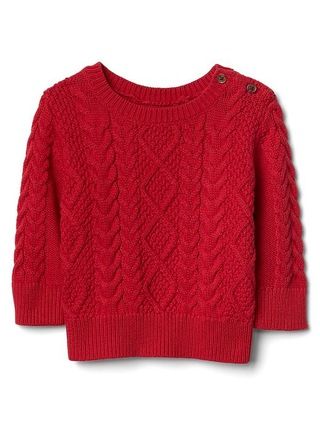 Gap Baby Cable-Knit Button Sweater Modern Red Size 0-3 M | Gap US