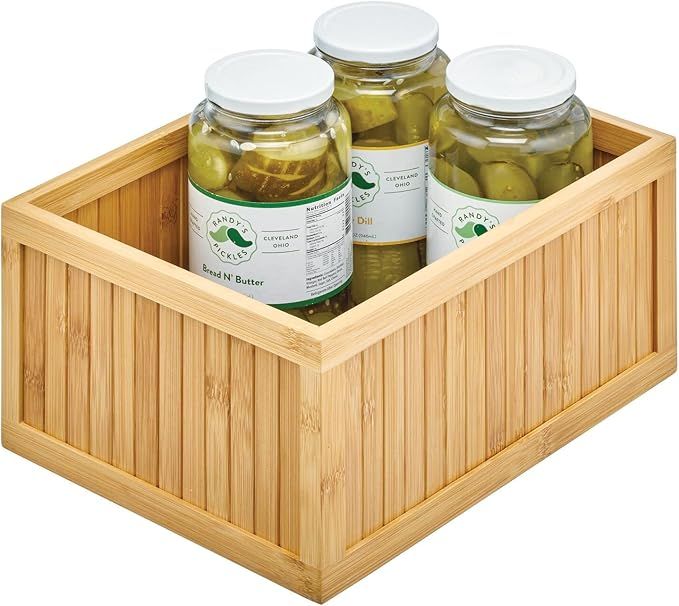 mDesign Bamboo Panel Kitchen Cabinet and Shelf Pantry Organizer Bin - Eco-Friendly, Multipurpose ... | Amazon (US)