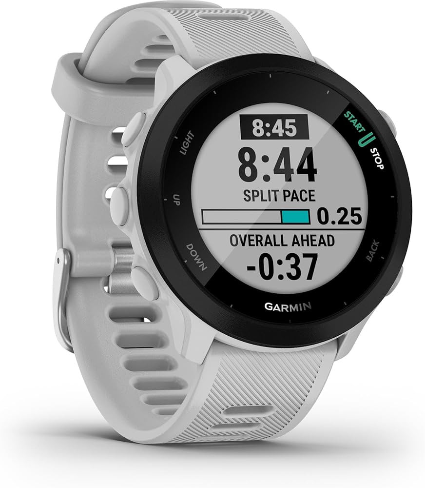 Garmin Forerunner 55, GPS Running Watch with Daily Suggested Workouts, Up to 2 weeks of Battery Life, White | Amazon (US)