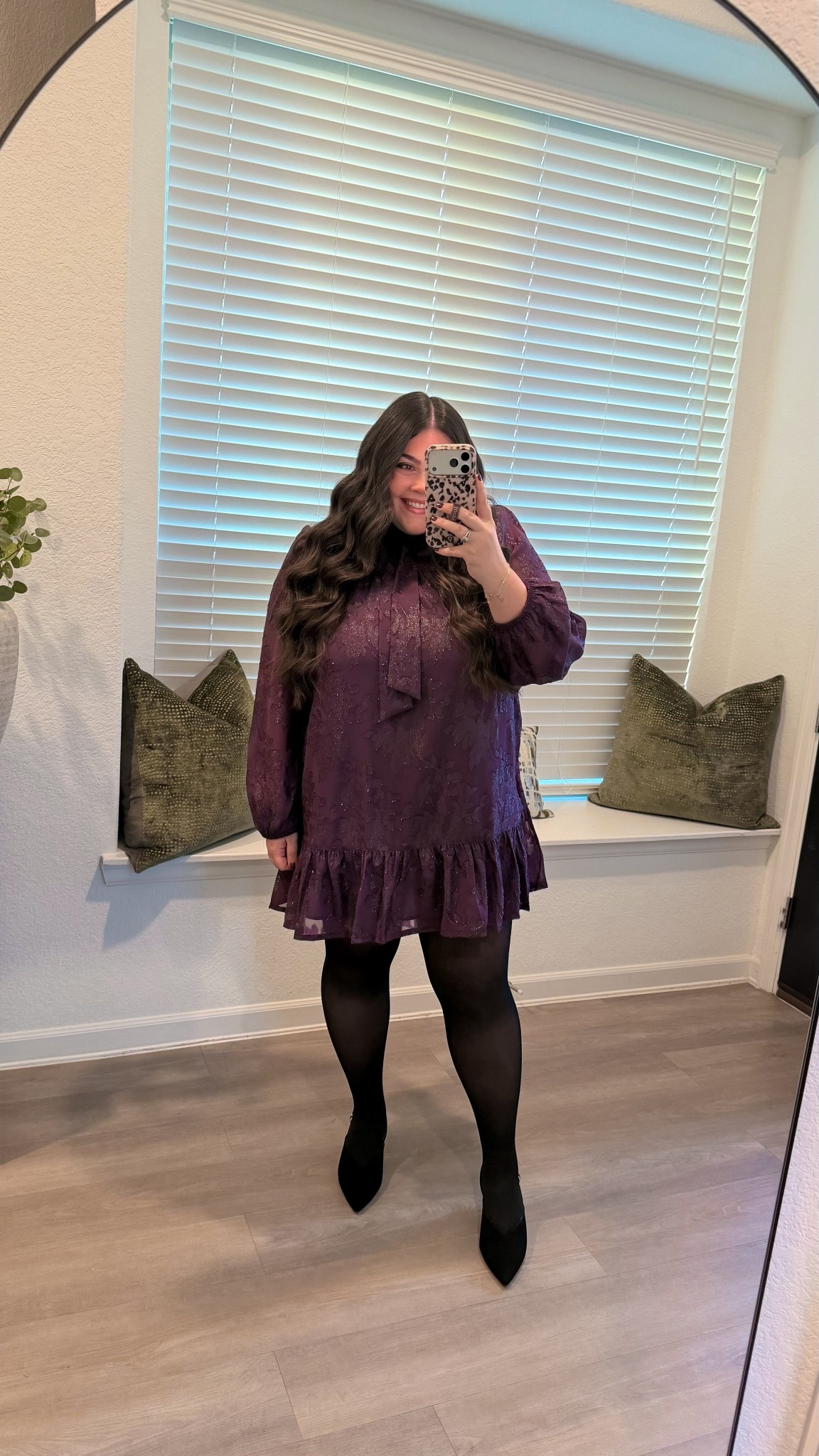 Holiday dress. Purple dress. Jacquard dress. Tights. Dress with tights. Kitten heels. Closed kitten heels. Suede kitten heels. Sparkly dress. Christmas dress.

#LTKParties #LTKHoliday #LTKFindsUnder100