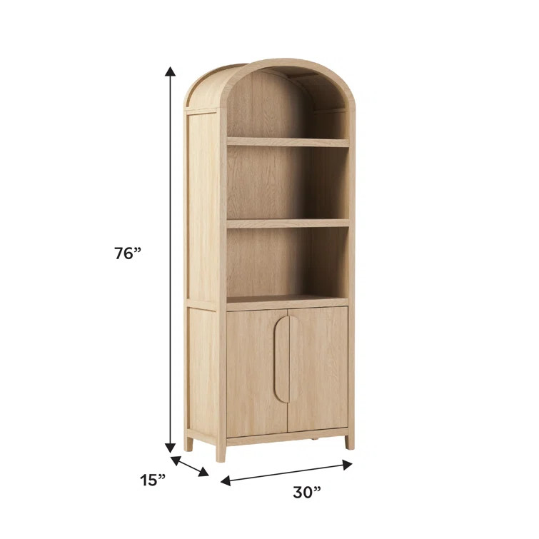 Sitarski Modern Arched Bookcase with Statement Cabinet | Wayfair North America