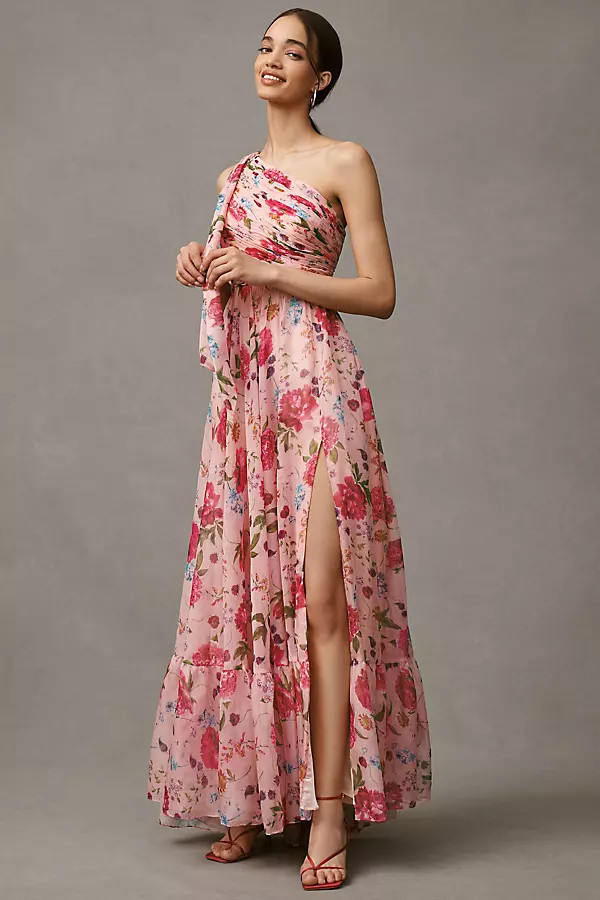 Ieena for Mac Duggal One-Shoulder Cutout Floral Maxi Dress | Anthropologie (US)