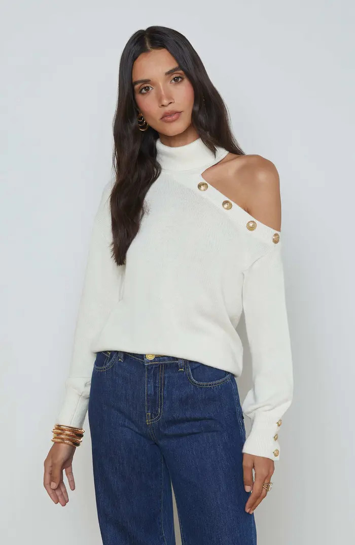 L'AGENCE Brixie Cutout Shoulder Turtleneck Sweater | Nordstromrack | Nordstrom Rack