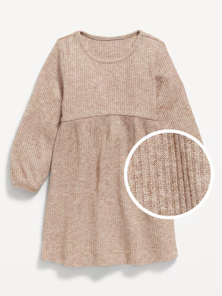 Long-Sleeve Shiny Ribbed Dress for Toddler Girls | Old Navy (US)