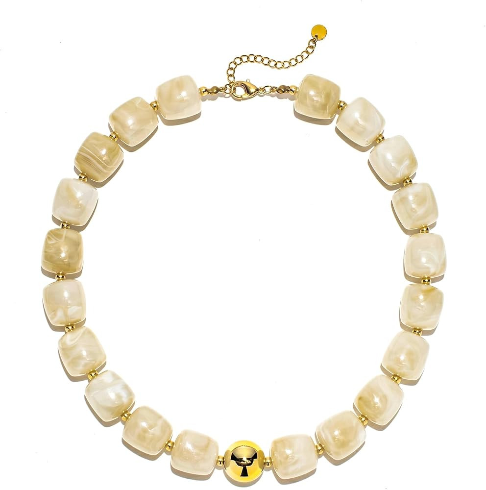 YOUlDIANZI Summer Beach Jewelry Chunky Beaded Necklace for Women Trendy Statement Big Colorful Re... | Amazon (US)