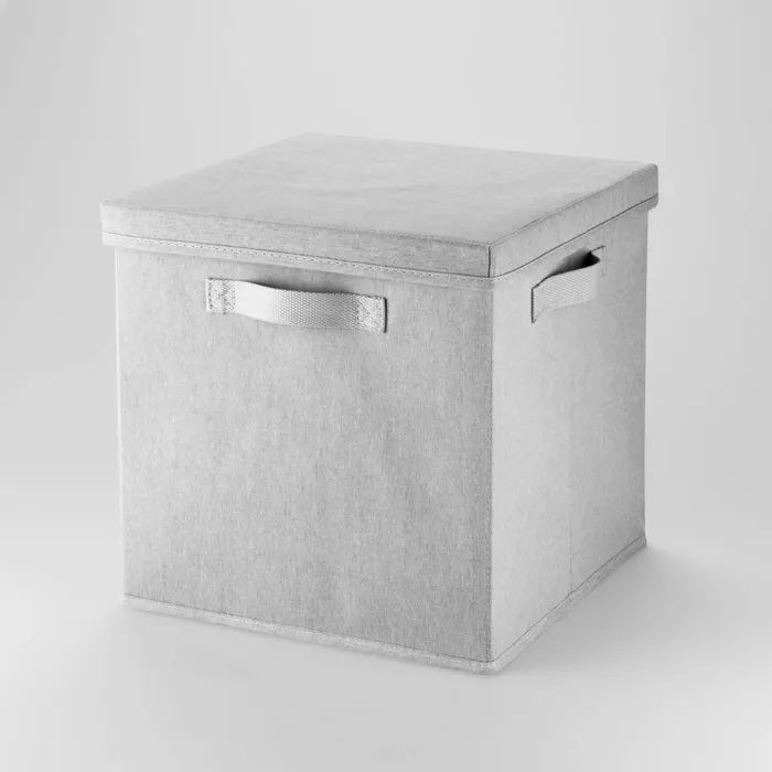 13" Fabric Bin with Lid Light Gray - Brightroom™ | Target