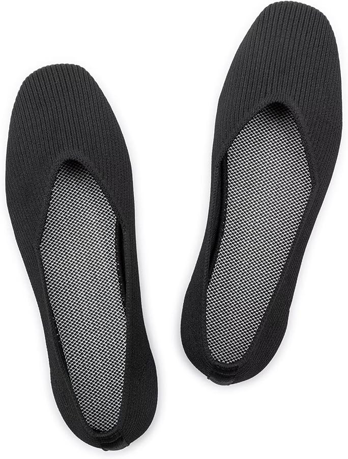 Frank Mully Womens Casual Flat Shoes Square Toe Shoes Knitted Work Flat Comfort Dressy Flat Shoes... | Amazon (US)