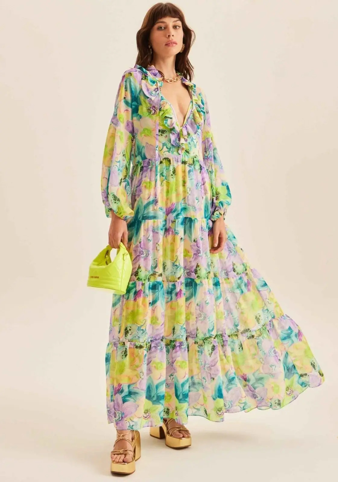 Vestido Longo Estampado Lança Perfume | Dafiti (BR)