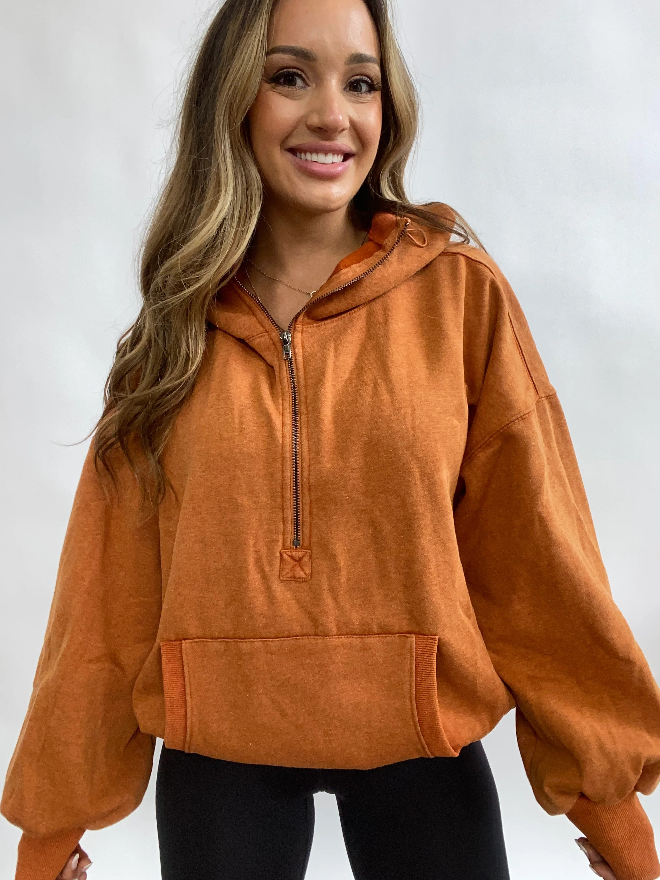 Nessa Quarter Zip Pullover Jacket - Vintage Rust | Willow Boutique