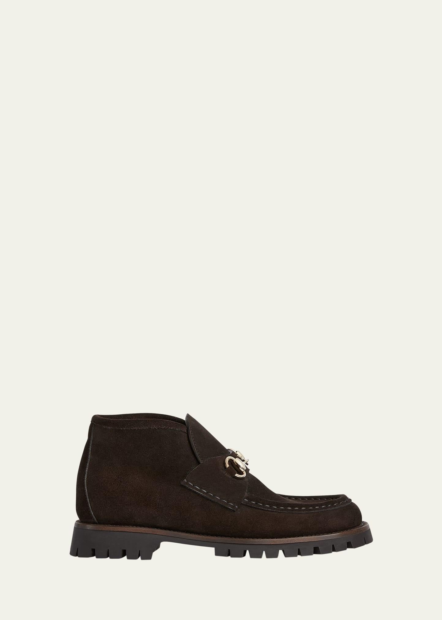 Gucci Sylke Suede Horsebit Booties | Bergdorf Goodman