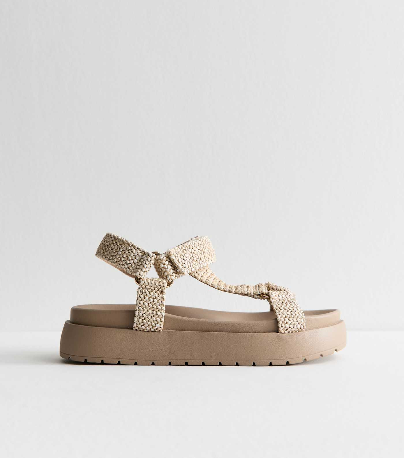 Cream Raffia Harness Strap Platform Sandals | New Look | New Look (UK)