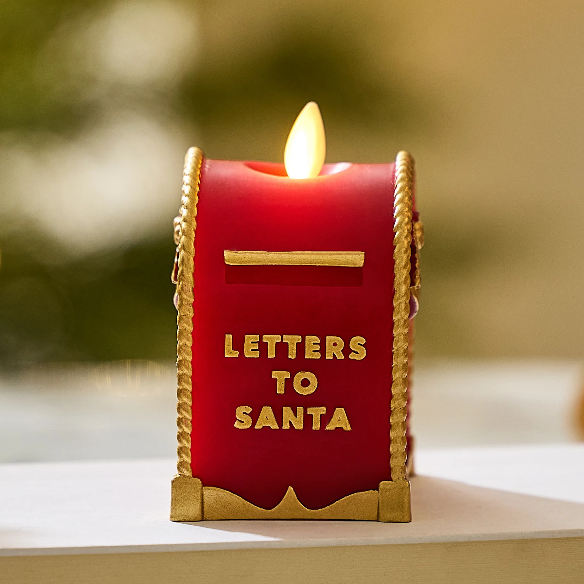 Holiday Red Flamless Candle Santa Mailbox | Luminara