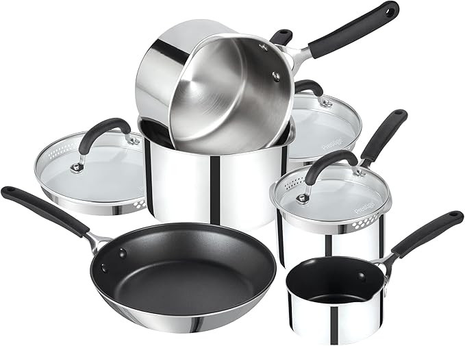 Prestige Made To Last Stainless Steel Pan Set Non Stick - 5 Piece Induction Pan Set with Frying P... | Amazon (UK)