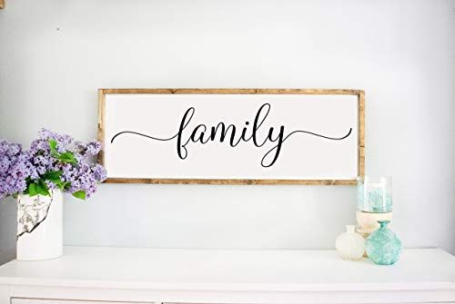 Wood Framed Family Sign, large wooden white sign, rustic farmhouse style sign with quote | Amazon (US)