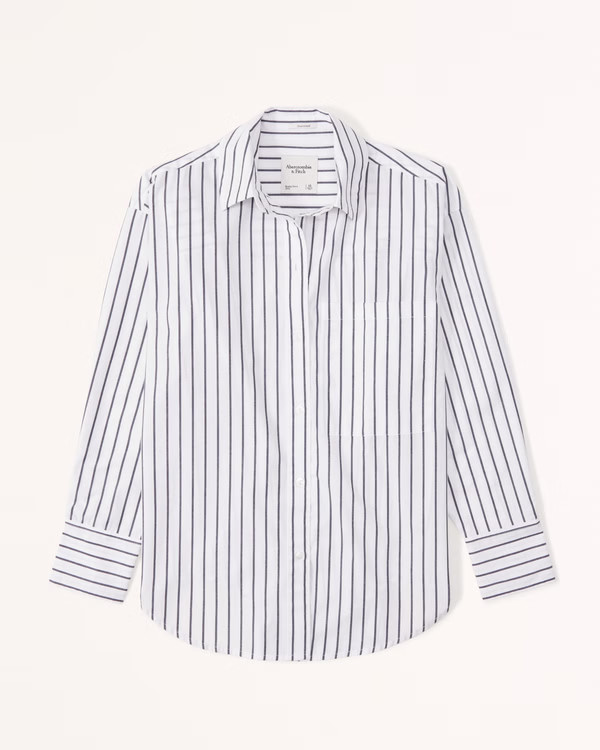 Oversized Poplin Button-Up Shirt | Abercrombie & Fitch (US)