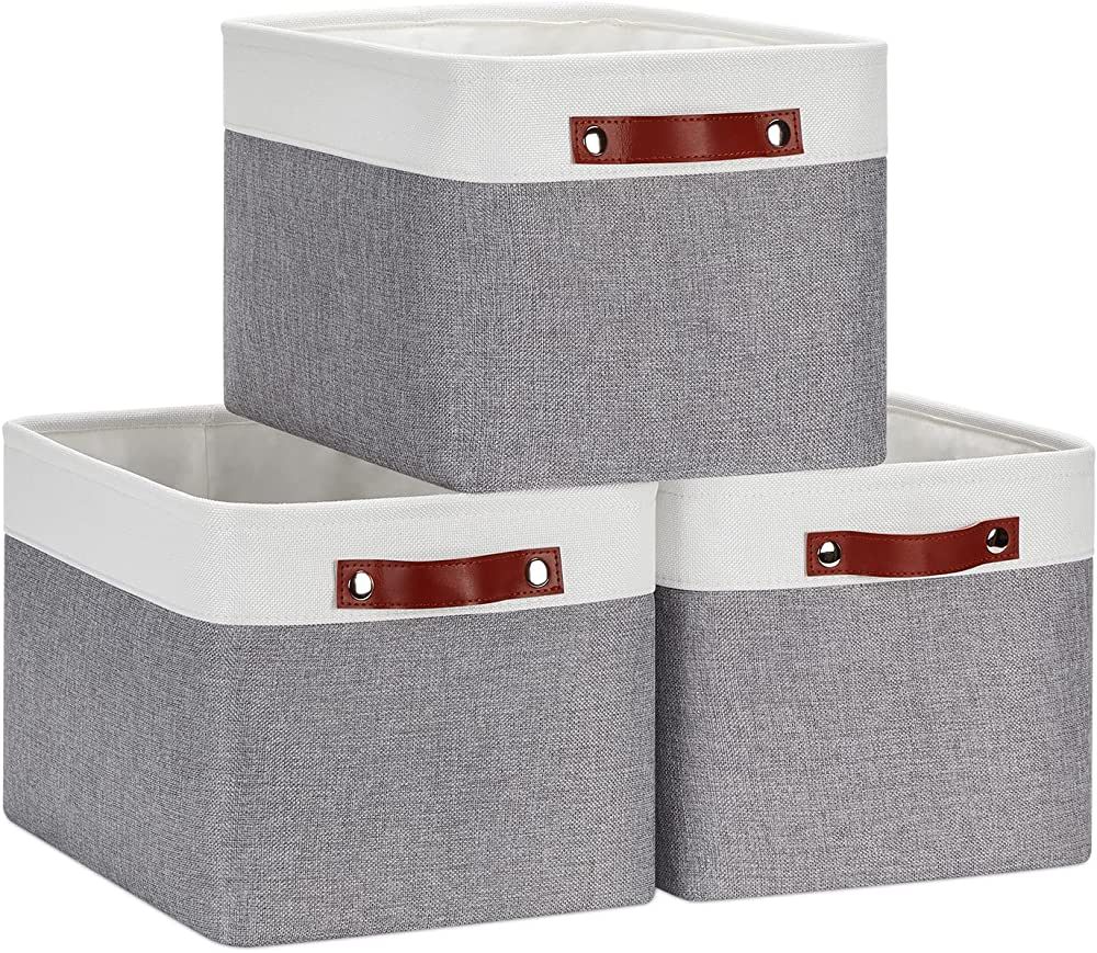 ECEGEVA Storage Baskets, Foldable Storage Basket for Organizing Shelves Closet, Fabric Baskets wi... | Amazon (US)