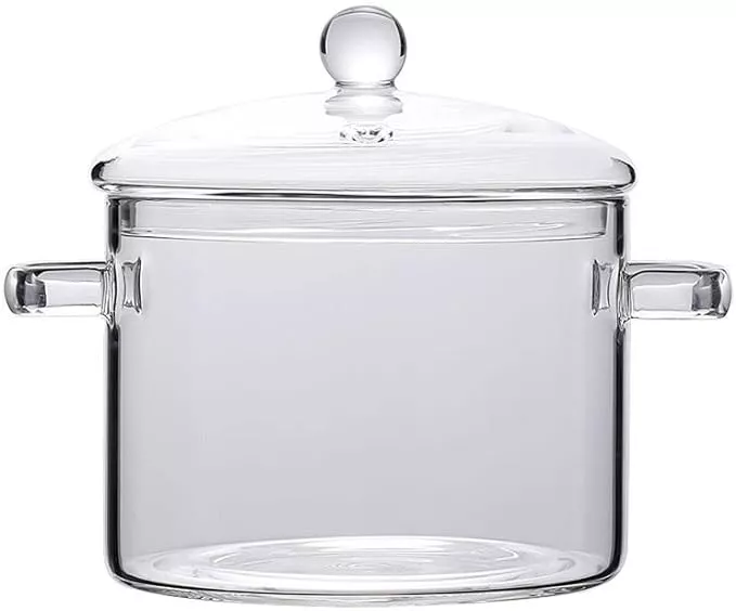 Glass Cooking Saucepan Stovetop Safe - ZDZDZ 1800ml/60oz Microwave Glass Cooking Pot, Simmer Pot with Cover and Handle, Safe to Heat Pasta Noodle