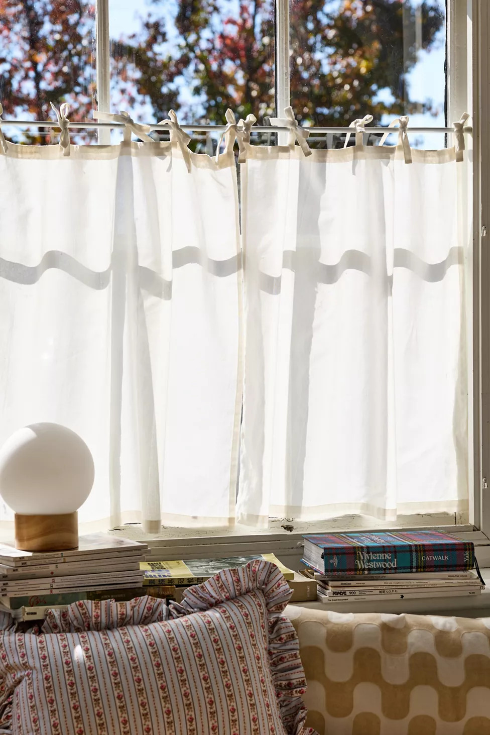 Skinny Tie Top Solid Café Curtain Set | Urban Outfitters (US and RoW)