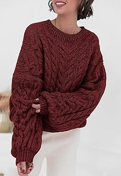 PRETTYGARDEN Womens Sweaters Fall 2025 Cable Knit Long Sleeve Crewneck Oversized Sweater Chunky P... | Amazon (US)