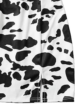 Women's High Waist Zip Side Colorblock Cow Print Party Bodycon Mini Skirt | Amazon (US)