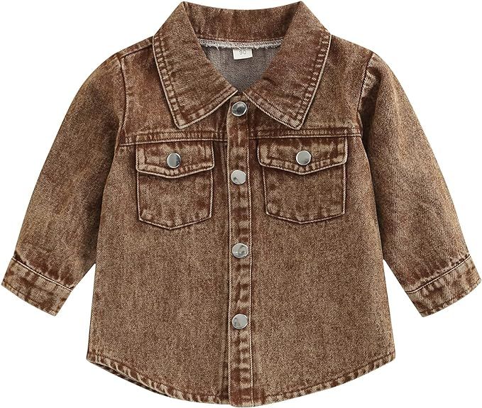 Fernvia Toddler Boy Clothes 1T 2T 3T 4T 5T Baby Denim Jacket Solid Color Lapel Button-Up Pockets ... | Amazon (US)